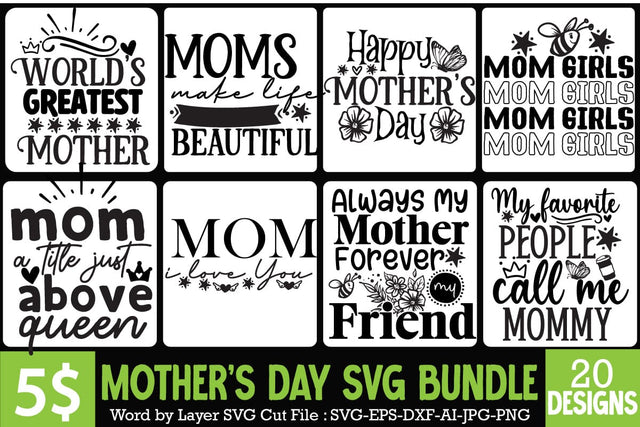 Happy Mother's Day SVG Bundle.Mother's DAy SVG Design, MOM SVG Bundle,Mom SVG Quotes Bundle,MOm Sublimation , Mother's DAy Sublimation Bundle Sublimation BlackCatsMedia 