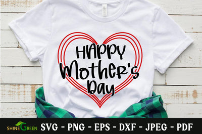 Happy Mothers Day SVG Cut File Heart Design SVG Shine Green Art 