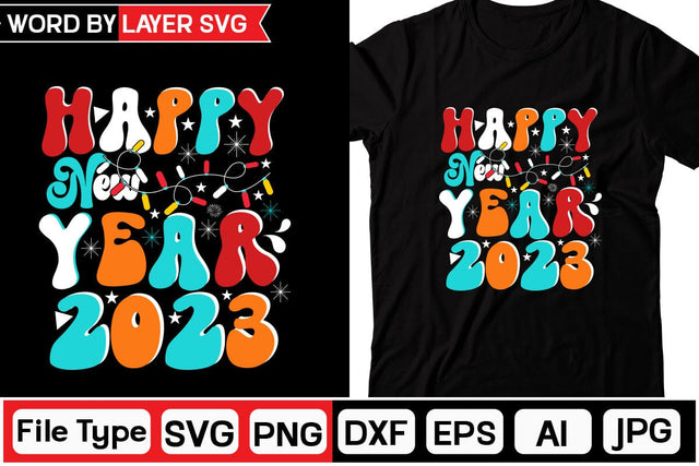 Happy New Year 2023 Retro SVG Design SVGs,Quotes and Sayings,Food & Drink,On Sale, Print & Cut SVG DesignPlante 503 