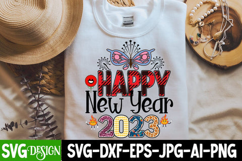 Happy New Year 2023 Sublimation Design PNG , Happy New Year 2023 PNG , New Year Sublimation Bundle Sublimation BlackCatsMedia 