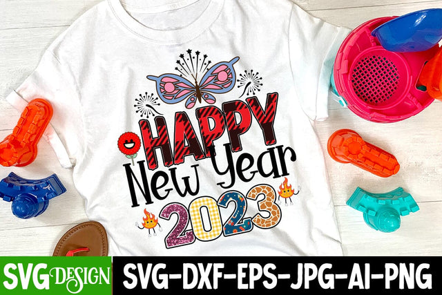 Happy New Year 2023 Sublimation Design PNG , Happy New Year 2023 PNG , New Year Sublimation Bundle Sublimation BlackCatsMedia 