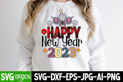 Happy New Year 2023 Sublimation Design PNG , Happy New Year 2023 PNG , New Year Sublimation Bundle Sublimation BlackCatsMedia 