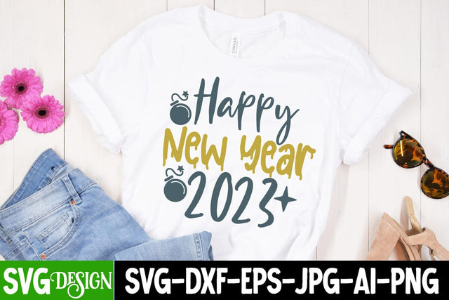 Happy New Year 2023 SVG Cut File , Happy New Year 2023 SVG Design SVG BlackCatsMedia 