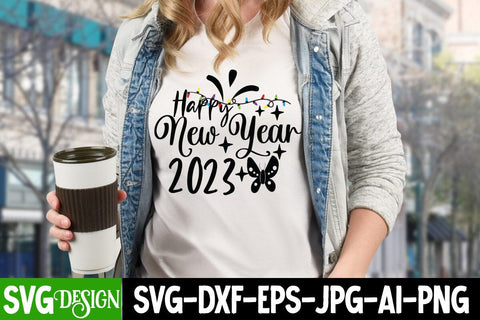 Happy New Year 2023 SVG Cut File , Happy New Year 2023 SVG Design SVG BlackCatsMedia 
