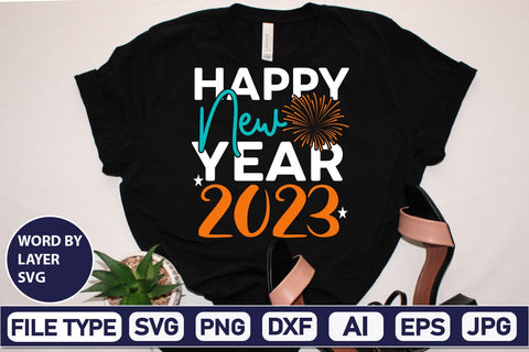 Happy New Year 2023 SVG Cut File SVGs,Quotes and Sayings,Food & Drink,On Sale, Print & Cut SVG DesignPlante 503 