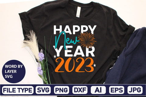 Happy New Year 2023 SVG Cut File SVGs,Quotes and Sayings,Food & Drink,On Sale, Print & Cut SVG DesignPlante 503 