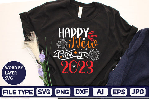 Happy New Year 2023 SVG Cut File SVGs,Quotes and Sayings,Food & Drink,On Sale, Print & Cut SVG DesignPlante 503 