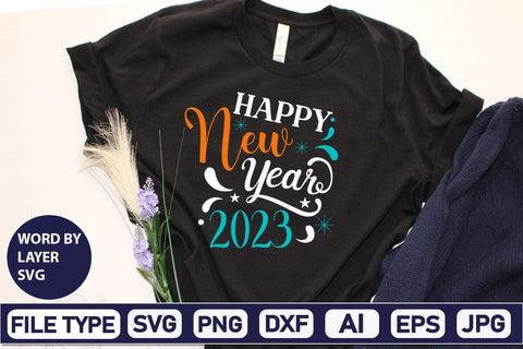 Happy New Year 2023 SVG Cut File SVGs,Quotes and Sayings,Food & Drink,On Sale, Print & Cut SVG DesignPlante 503 