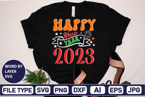 Happy New Year 2023 SVG Cut File SVGs,Quotes and Sayings,Food & Drink,On Sale, Print & Cut SVG DesignPlante 503 