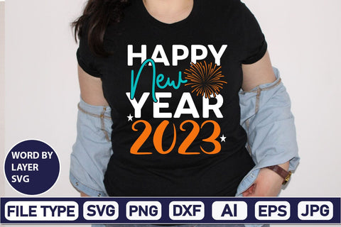 Happy New Year 2023 SVG Cut File SVGs,Quotes and Sayings,Food & Drink,On Sale, Print & Cut SVG DesignPlante 503 