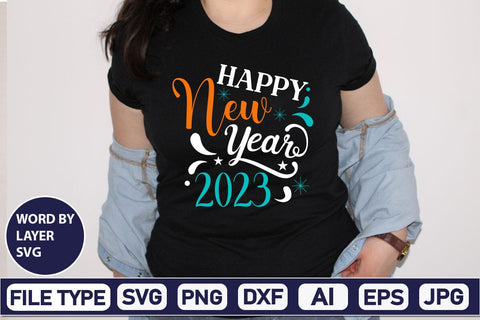 Happy New Year 2023 SVG Cut File SVGs,Quotes and Sayings,Food & Drink,On Sale, Print & Cut SVG DesignPlante 503 