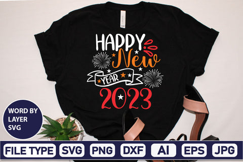Happy New Year 2023 SVG Cut File SVGs,Quotes and Sayings,Food & Drink,On Sale, Print & Cut SVG DesignPlante 503 
