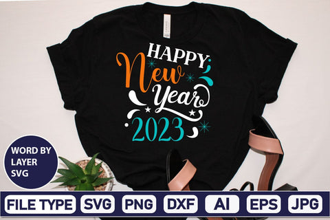 Happy New Year 2023 SVG Cut File SVGs,Quotes and Sayings,Food & Drink,On Sale, Print & Cut SVG DesignPlante 503 