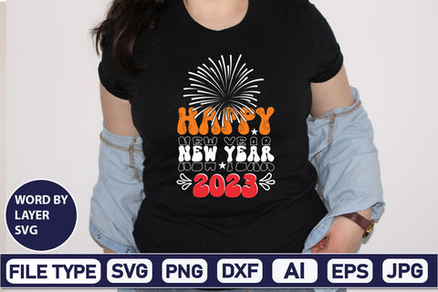 Happy New Year 2023 SVG Cut File SVGs,Quotes and Sayings,Food & Drink,On Sale, Print & Cut SVG DesignPlante 503 