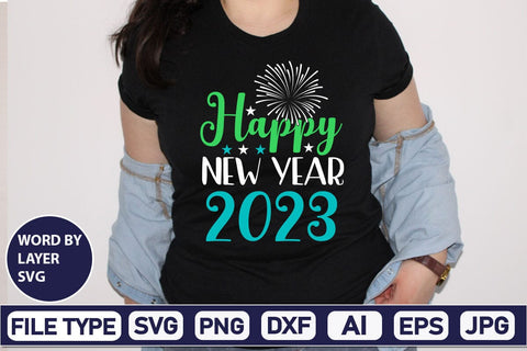 Happy New Year 2023 SVG Cut File SVGs,Quotes and Sayings,Food & Drink,On Sale, Print & Cut SVG DesignPlante 503 