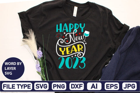 Happy New Year 2023 SVG Design SVGs,Quotes and Sayings,Food & Drink,On Sale, Print & Cut SVG DesignPlante 503 