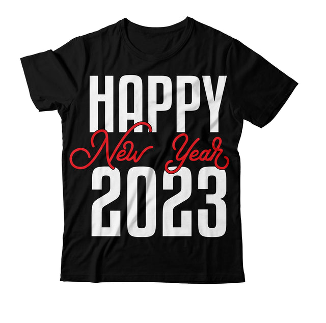 Happy New Year 2023 T-Shirt Design SVG BlackCatsMedia 