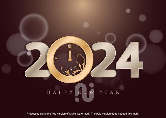 Happy New Year 2024 golden clock design, dark backdrop to welcome Happy New Year. SVG naemmiah021 