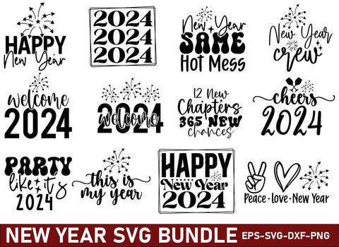 Happy New Year 2024 SVG Bundle SVG CraftingStudio 