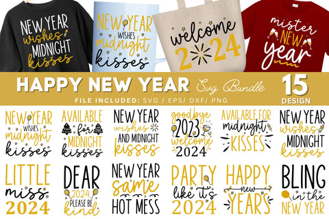Happy New Year 2024 Svg Bundle SVG Regulrcrative 