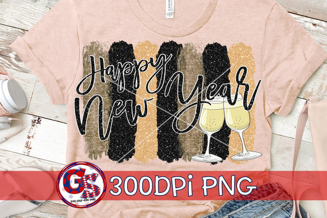 Happy New Year brush strokes PNG for Sublimation Sublimation Greedy Stitches 