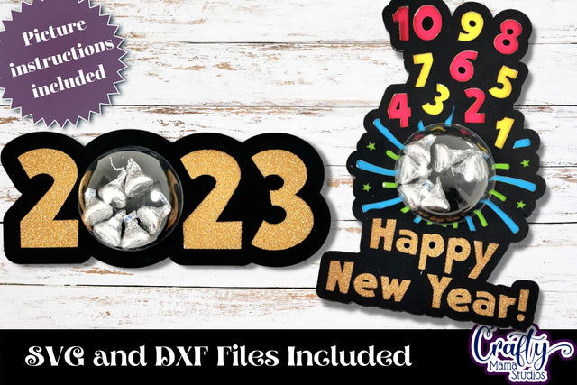 Happy New Year Candy Dome Holder, 2023 Candy Ornament Bundle SVG Crafty Mama Studios 