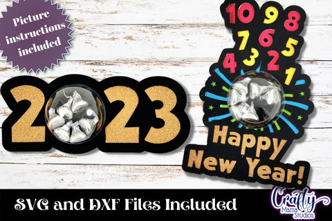 Happy New Year Candy Dome Holder, 2023 Candy Ornament Bundle SVG Crafty Mama Studios 