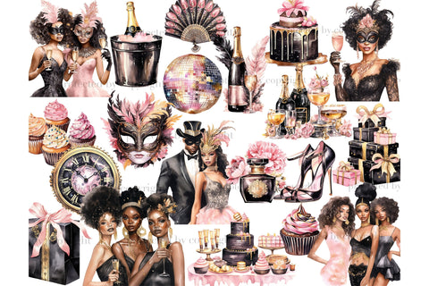 Happy New Year Clipart | Carnival Clipart PNG Bundle SVG GlamArtZhanna 