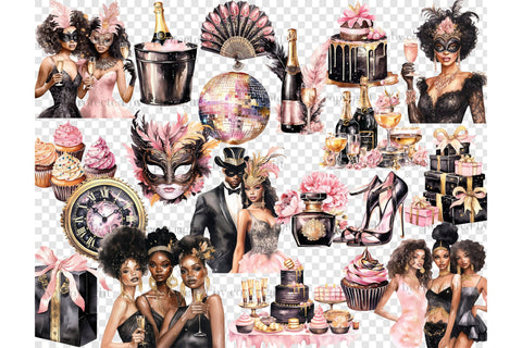 Happy New Year Clipart | Carnival Clipart PNG Bundle SVG GlamArtZhanna 