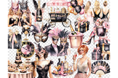 Happy New Year Clipart | Fashion Girl Clipart Collection SVG GlamArtZhanna 