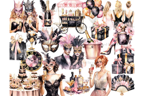 Happy New Year Clipart | Fashion Girl Clipart Collection SVG GlamArtZhanna 