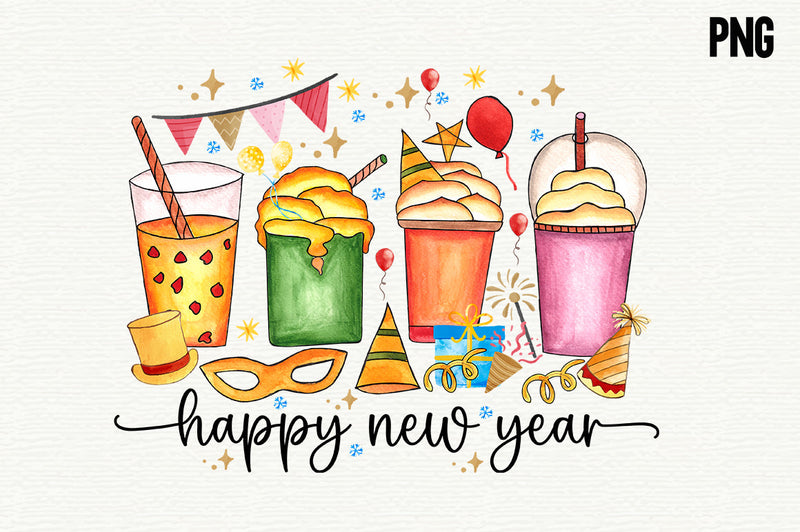 Happy New Year Coffee Sublimation SVG fokiira 