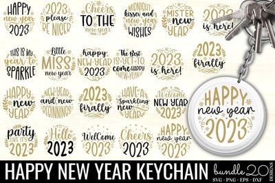 Happy New Year Keychain SVG Bundle SVG DESIGNISTIC 