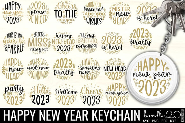Happy New Year Keychain SVG Bundle SVG DESIGNISTIC 
