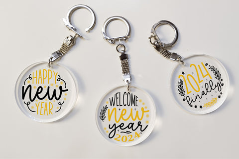Happy New Year Keychain Svg Bundle SVG Regulrcrative 