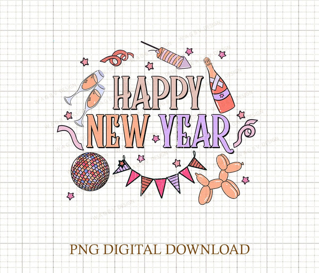 Happy New Year PNG-2023 Sublimation Digital Design Download-New year sublimation, 2023 png design, party sublimation, party png designs Sublimation DiamondDesign 