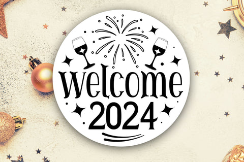 Happy New Year Round Sign Bundle SVG Regulrcrative 