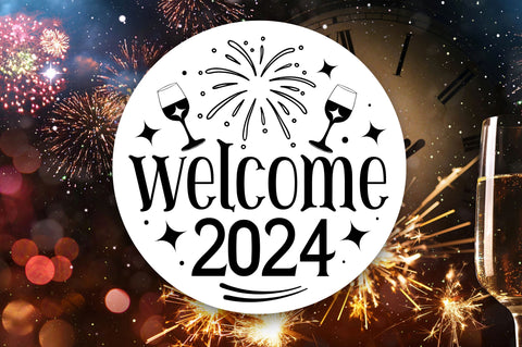 Happy New Year Round Sign Bundle SVG Regulrcrative 