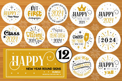 Happy New Year Round Signs Svg Bundle, New Year Svg Bundle 1 SVG designmaster24 