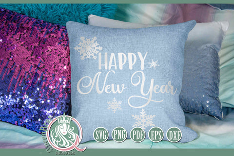 Happy New Year Snowflakes SVG SVG QueenBrat Digital Designs 