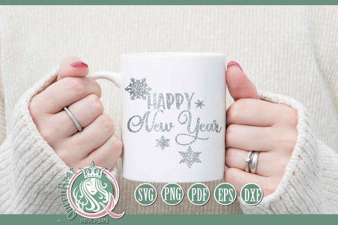 Happy New Year Snowflakes SVG SVG QueenBrat Digital Designs 