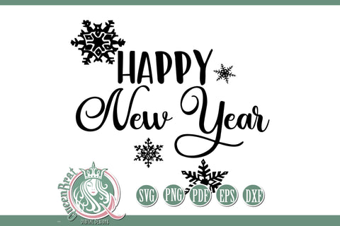 Happy New Year Snowflakes SVG SVG QueenBrat Digital Designs 