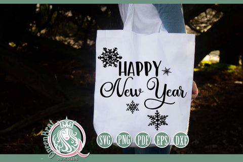 Happy New Year Snowflakes SVG SVG QueenBrat Digital Designs 