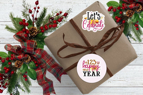 Happy New Year Sticker Bundle Sublimation Regulrcrative 