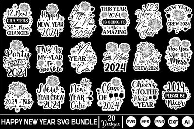 Happy New Year Sticker SVG Bundle/Happy New Year 2024 Sticker SVG SVGs,Quotes and Sayings,Food & Drink,On Sale, Print & Cut SVG DesignPlante 503 