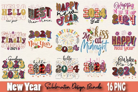Happy New Year Sublimation Design Bundle Sublimation SVGArt 