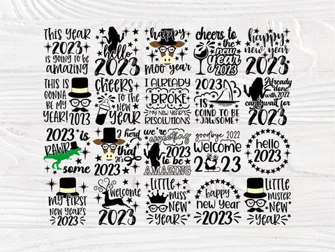 Happy New Year SVG Bundle, 2023 Svg Quotes, New Years Eve Svg, Png Sublimation, Cut Files For Cricut, Silhouette Dxf SVG TonisArtStudio 