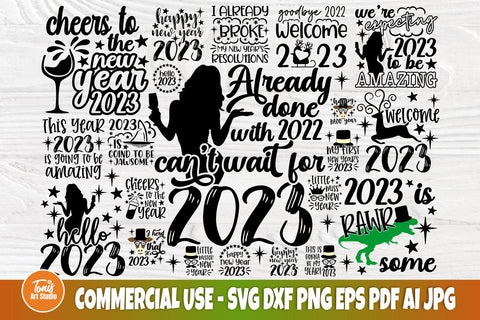 Happy New Year SVG Bundle, 2023 Svg Quotes, New Years Eve Svg, Png Sublimation, Cut Files For Cricut, Silhouette Dxf SVG TonisArtStudio 