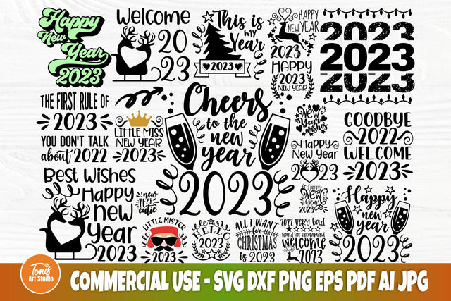 Happy New Year SVG Bundle, 2023 SVG Quotes, New Years Svg SVG TonisArtStudio 