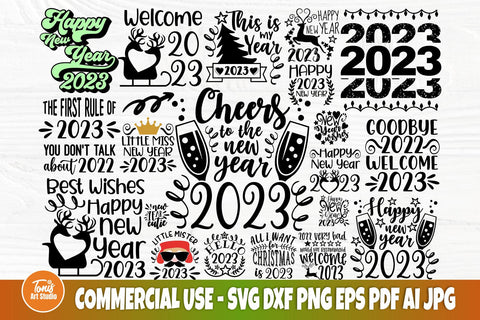 Happy New Year SVG Bundle, 2023 SVG Quotes, New Years Svg SVG TonisArtStudio 
